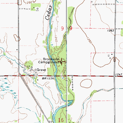 Topographic Map of Brookside Campground, MN