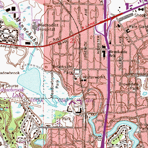 Topographic Map of Brookside Park, MN