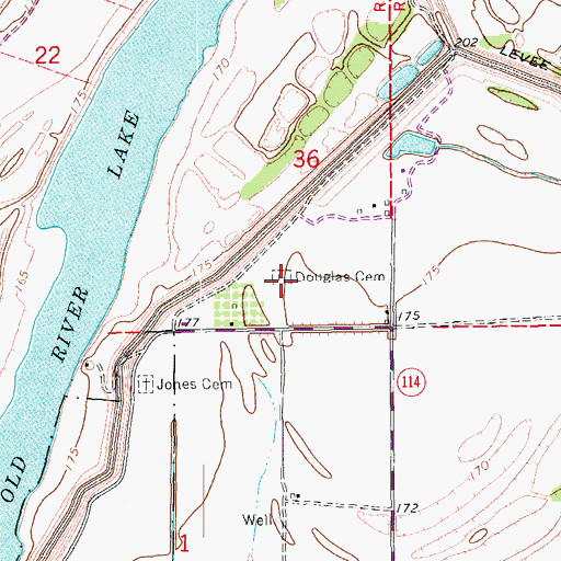 Topographic Map of Douglas Church (historical), AR