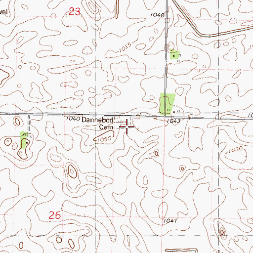 Topographic Map of Brookville Church, MN
