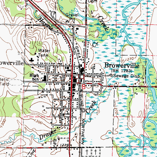 Topographic Map of Browerville, MN