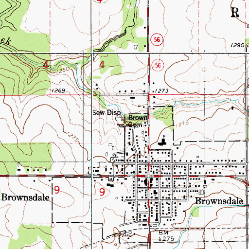 Topographic Map of Brown Cemetery, MN