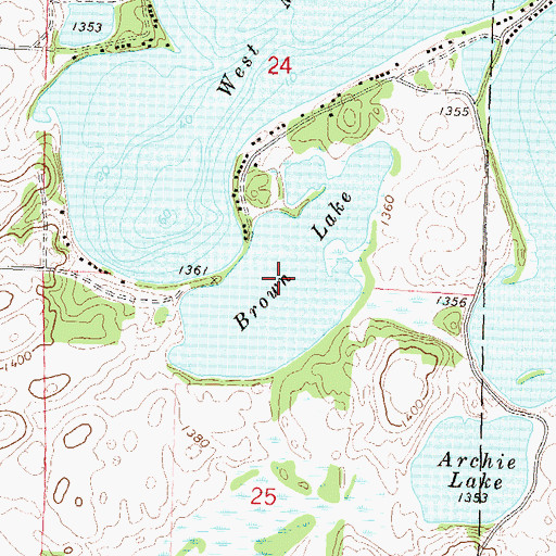 Topographic Map of Brown Lake, MN