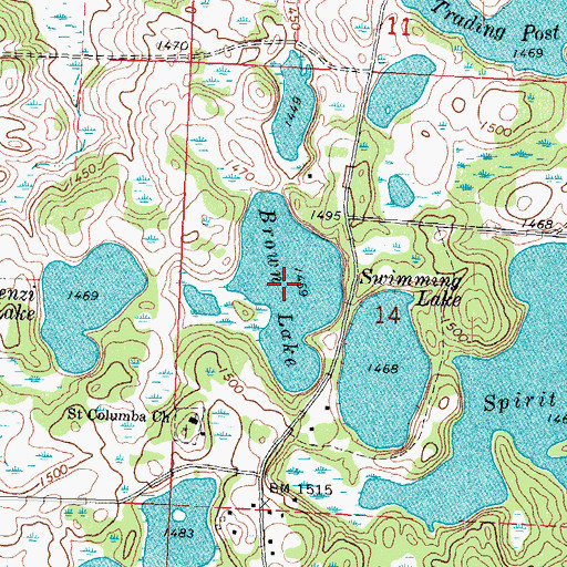 Topographic Map of Brown Lake, MN
