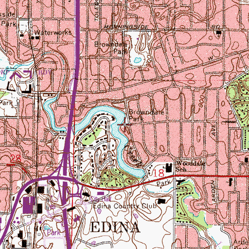 Topographic Map of Browndale Park, MN