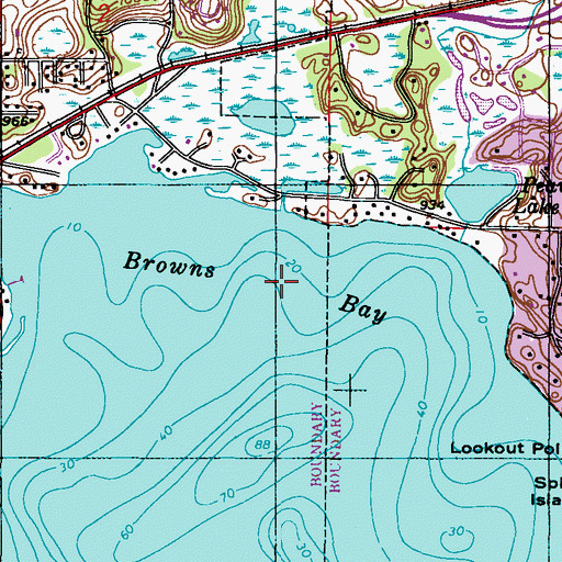Topographic Map of Browns Bay, MN