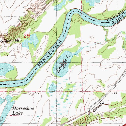 Topographic Map of Browns Lake, MN