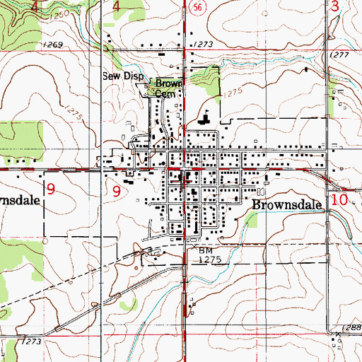 Topographic Map of Brownsdale, MN