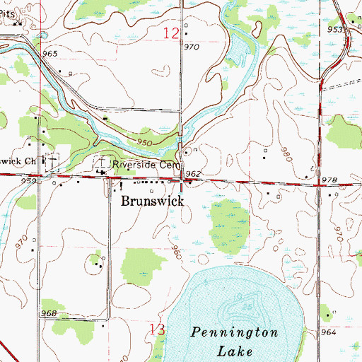 Topographic Map of Brunswick, MN