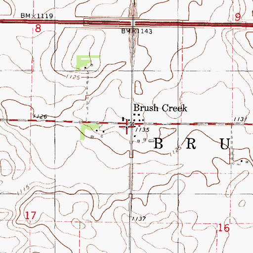 Topographic Map of Brush Creek, MN