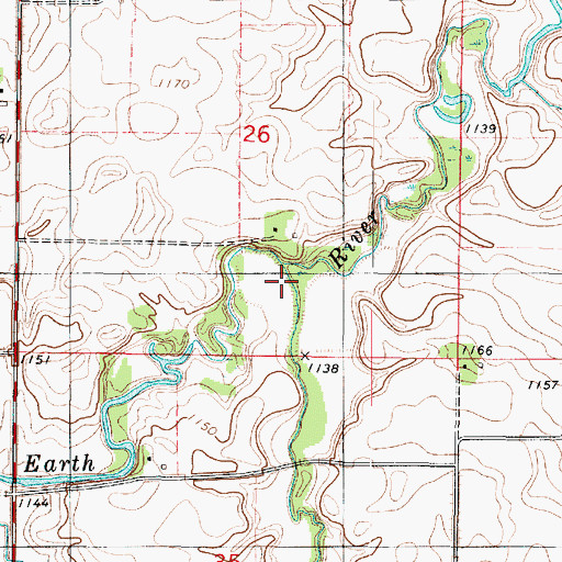 Topographic Map of Brush Creek, MN