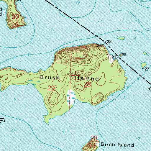 Topographic Map of Brush Island, MN