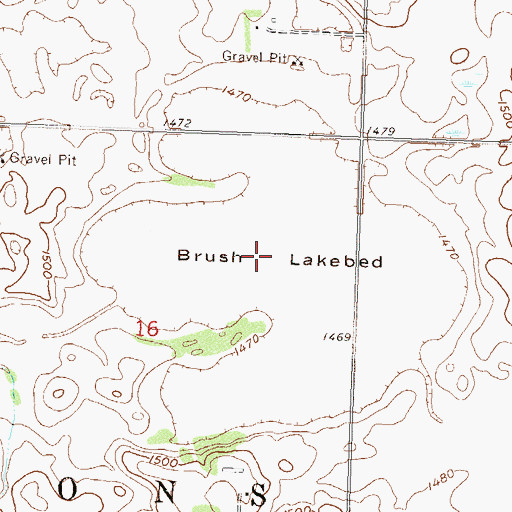 Topographic Map of Brush Lakebed, MN