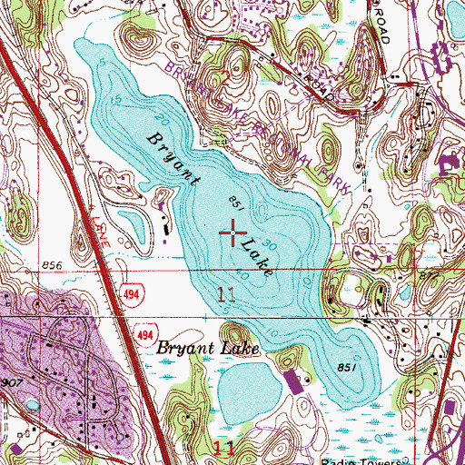 Topographic Map of Bryant Lake, MN