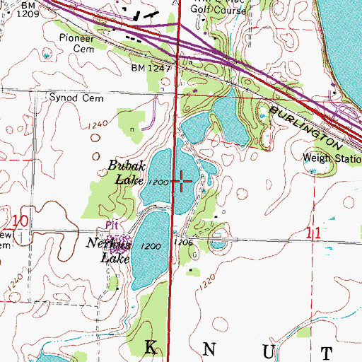 Topographic Map of Bubak Lake, MN