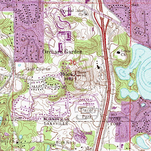 Topographic Map of Buck Hill, MN