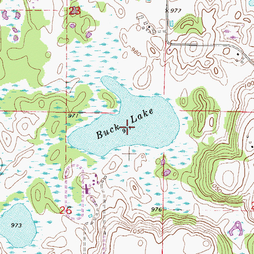 Topographic Map of Buck Lake, MN