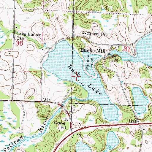 Topographic Map of Buck Lake, MN