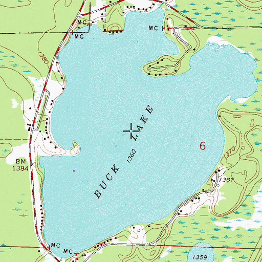 Topographic Map of Buck Lake, MN