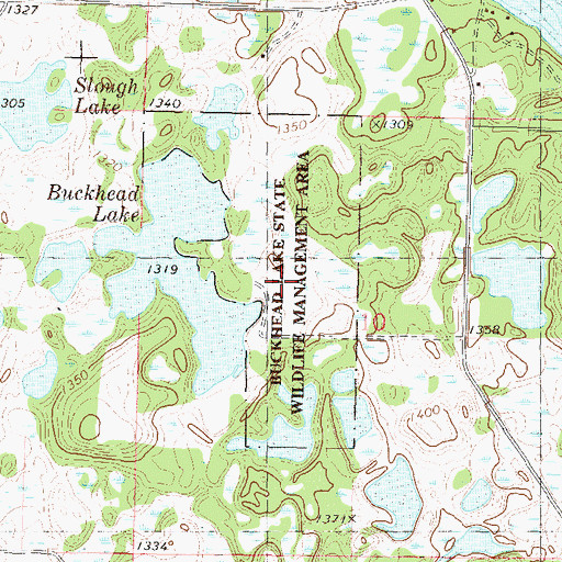 Topographic Map of Buckhead Lake State Wildlife Management Area, MN