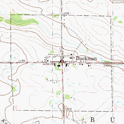Topographic Map of Buckman, MN