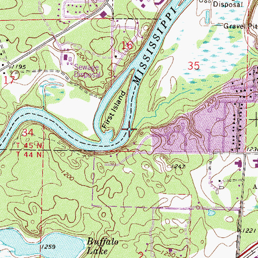 Topographic Map of Little Buffalo Creek, MN