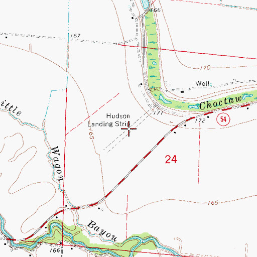 Topographic Map of Hudson Landing Strip (historical), AR