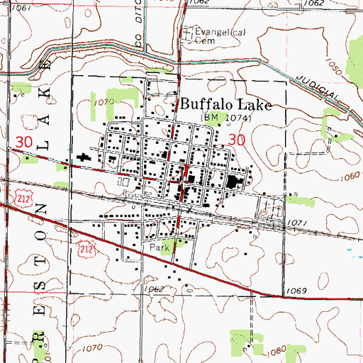 Topographic Map of Buffalo Lake, MN