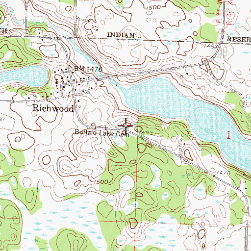 Topographic Map of Buffalo Lake Cemetery, MN