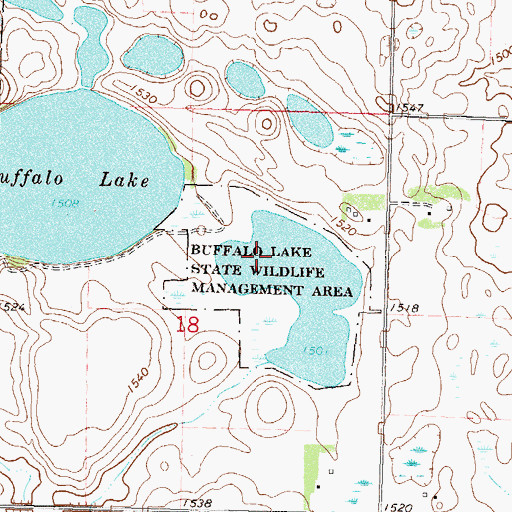 Topographic Map of Buffalo Lake State Wildlife Management Area, MN