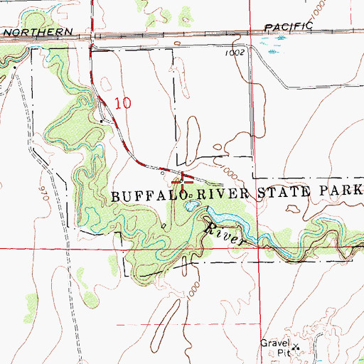 Topographic Map of Buffalo River State Park, MN