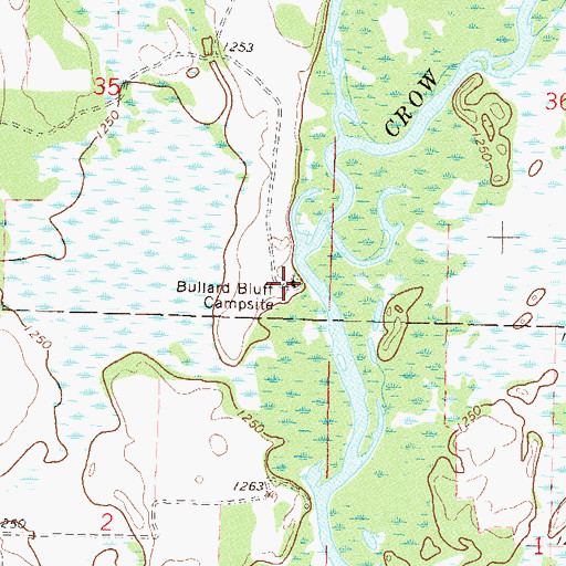 Topographic Map of Bullard Bluff Campsite, MN