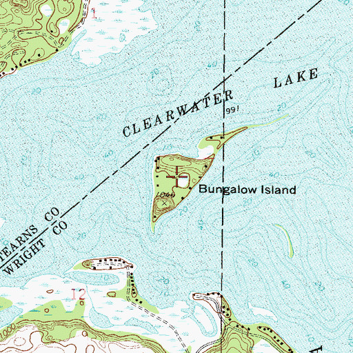 Topographic Map of Bungalow Island, MN