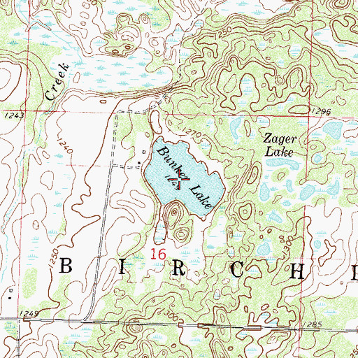 Topographic Map of Bunker Lake, MN