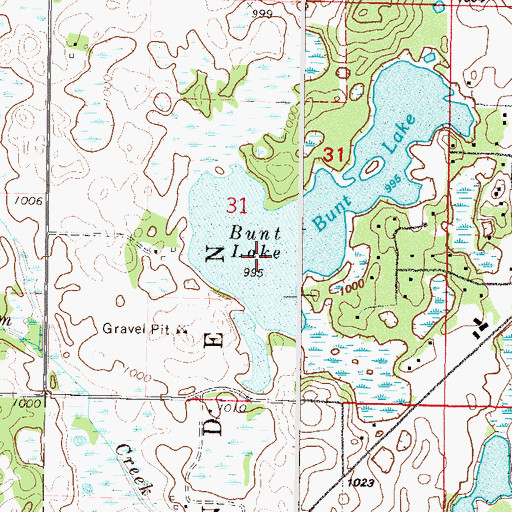 Topographic Map of Bunt Lake, MN