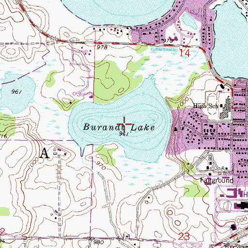 Topographic Map of Burandt Lake, MN