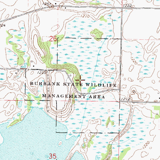 Topographic Map of Burbank State Wildlife Management Area, MN