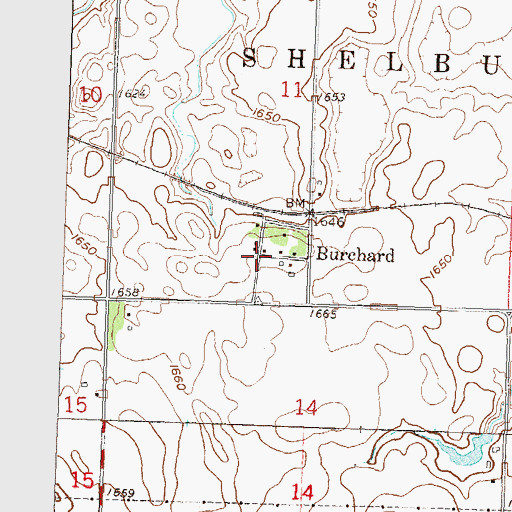 Topographic Map of Burchard, MN