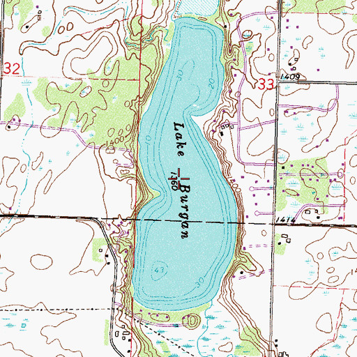 Topographic Map of Lake Burgan, MN