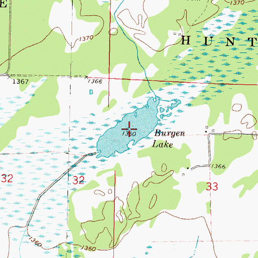 Topographic Map of Burgen Lake, MN