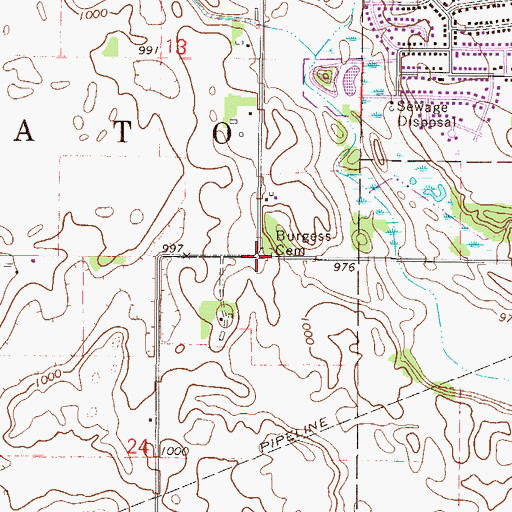 Topographic Map of Burgess Cemetery, MN