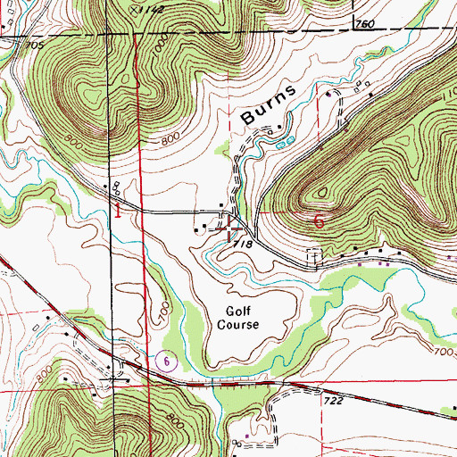 Topographic Map of Burns Valley, MN