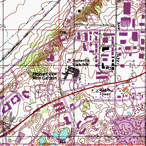 Topographic Map of Burnsville Senior High School, MN