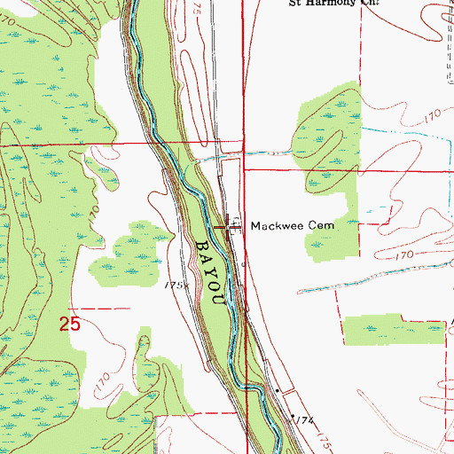 Topographic Map of Mackwee Church (historical), AR