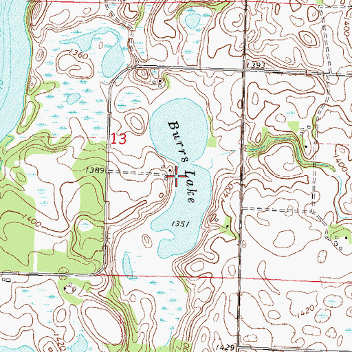 Topographic Map of Burrs Lake, MN