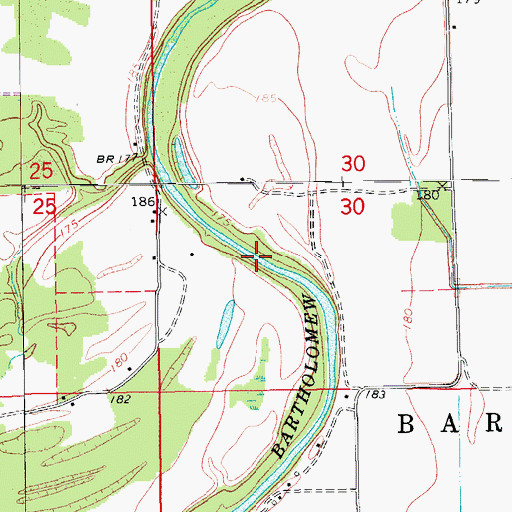 Topographic Map of Mattox Ferry (historical), AR
