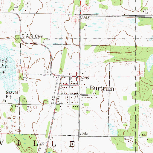 Topographic Map of Burtrum, MN