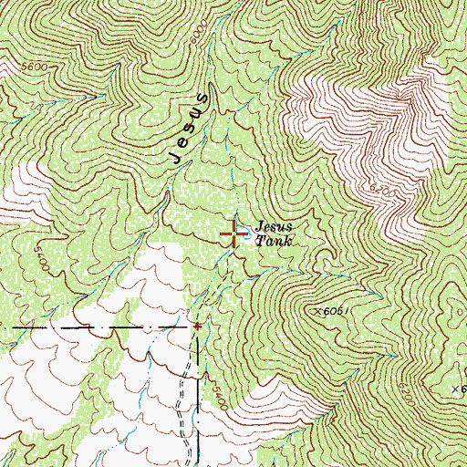 Topographic Map of Jesus Tank, AZ