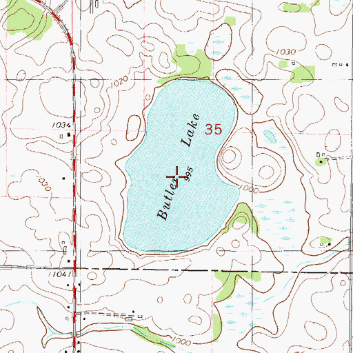 Topographic Map of Butler Lake, MN