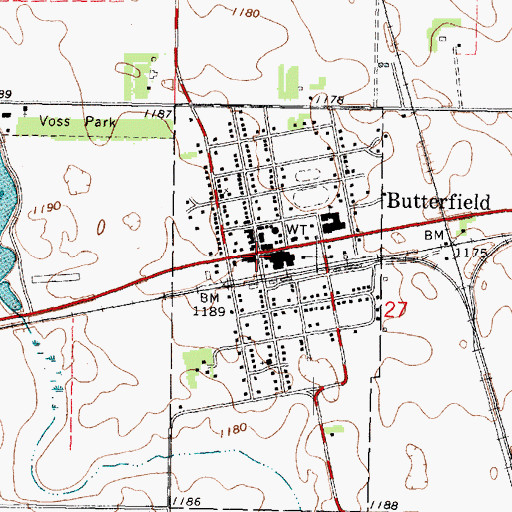 Topographic Map of Butterfield, MN